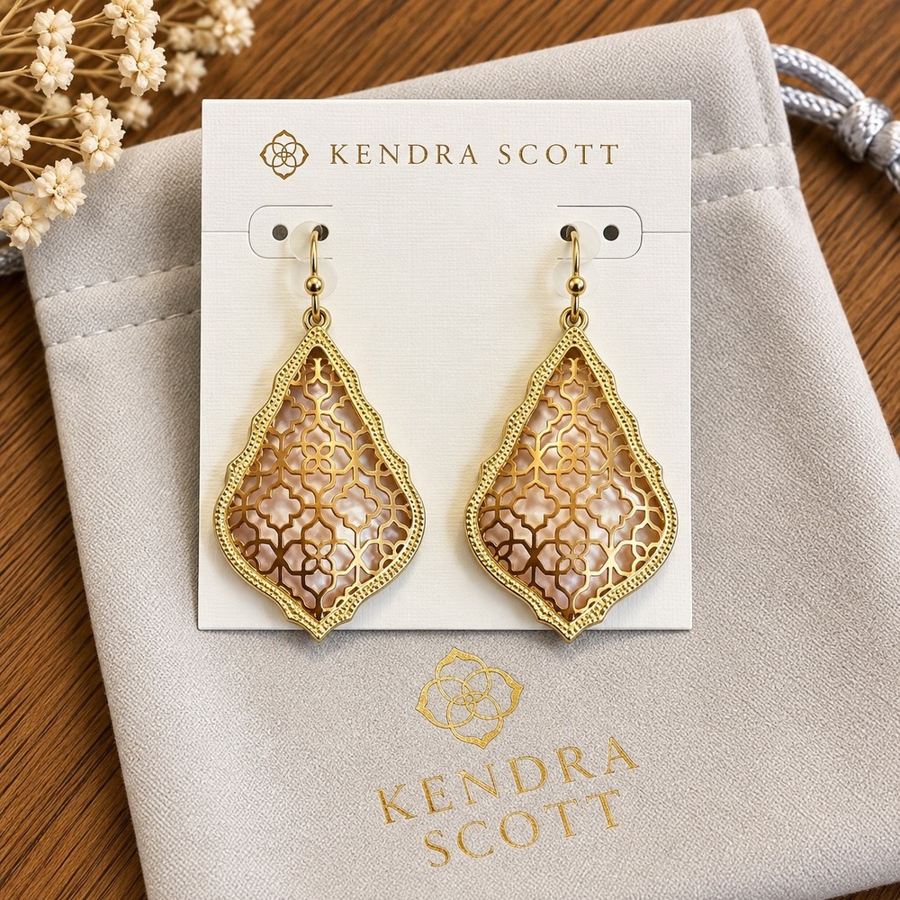 Kendra Scott Addie Drop Earrings Gold Silver Filigree Mixed Metal NWOT